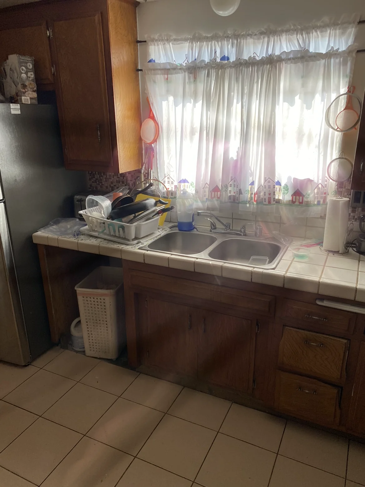 Before renovation: original sink and window area